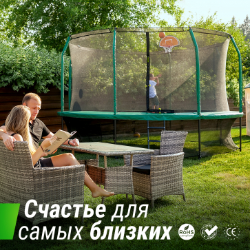 Батут Unix line Supreme Game с внутренней сеткой 12 футов - 360 см (голубой) (TRUSUG12BL) - 11